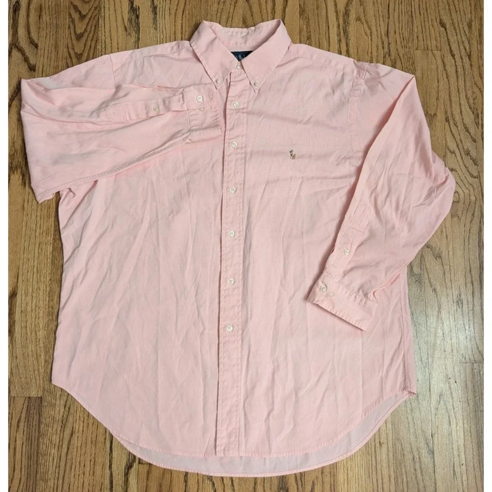 Polo Ralph Lauren Shirt Men's 17 32/33 Pink Oxford Classic Flesh Pony READ DESC